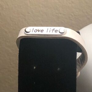 Black and Silver Bracelet with 'Love Life' Engraving